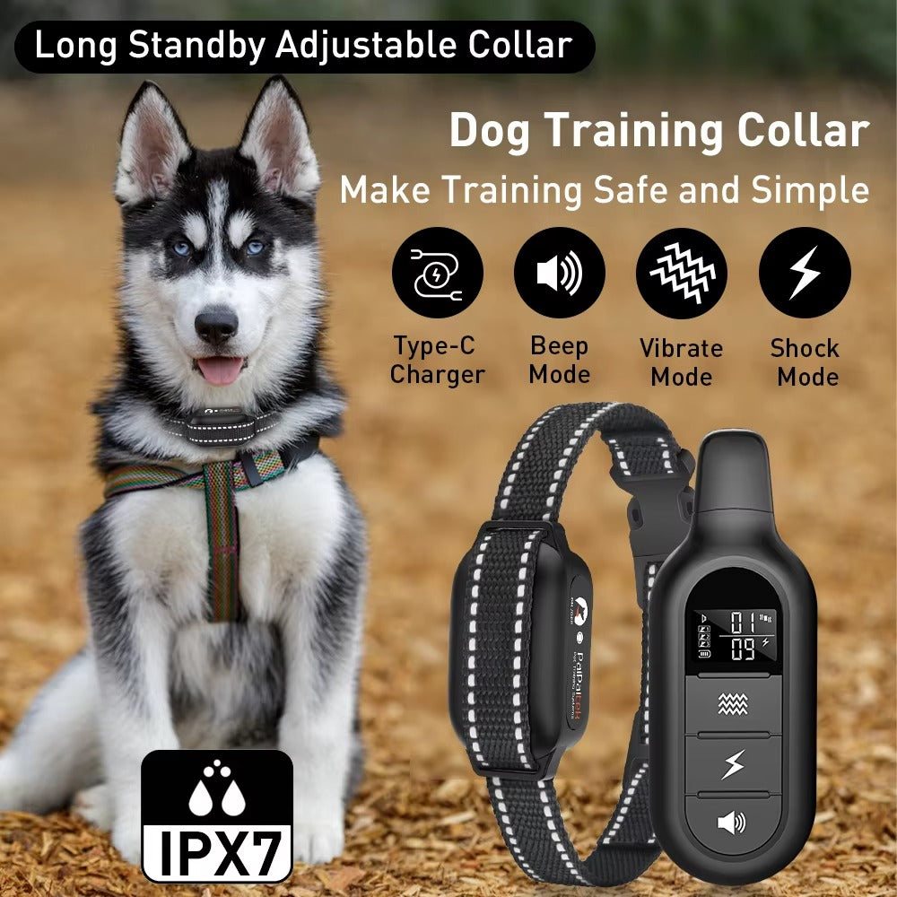 Electric Dog Training Collar with Remote Control, Waterproof, 16 Adjustable Shock Levels, 1000m Range, Beep & Vibration Modes